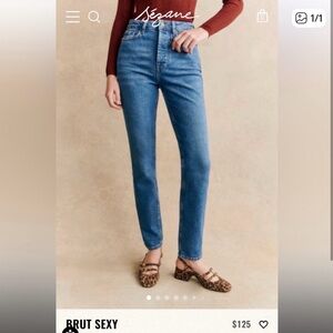 Sezane Brut Sexy Denim Jean in Denim Blue Color French Size 38 (US 6)